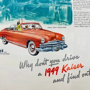 1949 Kaiser Convertible Large Original Print Ad 10.5 x 14” TA8 - Picture 1 of 2
