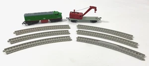 Lone Star D5900 Diesel Locomotive & 100-Ton Breakdown Crane Trains w/6 Track Pcs - Picture 1 of 19