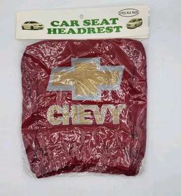 2 cubiertas de reposacabezas de asiento de auto camioneta SUV Chevy tamaño universal rojo/dorado Foto 1 de 2