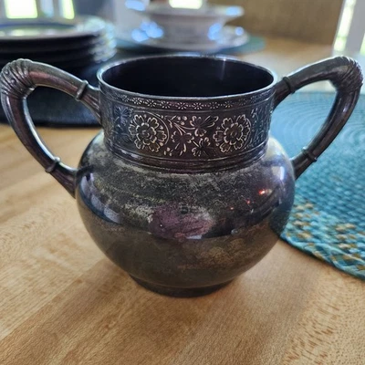 Antique James W. Tufts Silverplate Sugar Bowl No. 1940 Victorian Floral - Image 1 of 3