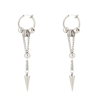 Pendientes de aro de imitación gótica, pendientes de clip de acero inoxidable un par CE02-F Foto 1 de 4