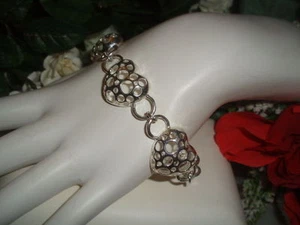 Heart Shape Beautiful Hollow Link Silver Bracelet - Picture 1 of 8
