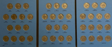 1965-1987 Washington Quarter set with Whitman folder includes 1982 1983 pd mints Cover