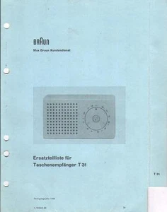 Braun Service Manual für  T 31 Taschenempfänger  Copy - Picture 1 of 1