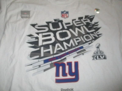 Camiseta Reebok Super Bowl XLVI NEW YORK GIANTS Locker Room (XL) con pegatina trofeo Foto 1 de 2