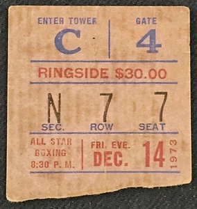 1973 JERRY QUARRY vs EARNIE SHAVERS M.S.G. - JAKE LAMOTTA AUTOGRAPH TICKET STUB - Picture 1 of 3
