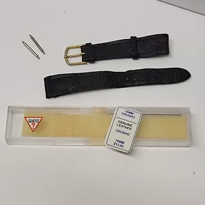 GUESS VTG Black Leather Watch Band Replacement Crusho 16 MM - Picture 1 of 6