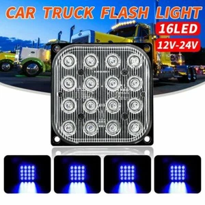 16-LED Square Warning Light Flash Strobe Emergency Marker Lamp Truck 12-24V Red - Picture 1 of 17