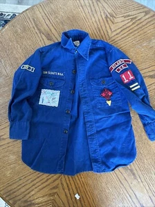 vintage 60s 70s CUB SCOUTS kids uniform shirt button up Atlanta, GA patches - Picture 1 of 6