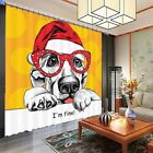 Red Hat Glasses Dog 3D Curtain Blockout Photo Printing Curtains Drape Fabric