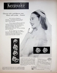 1956 Keepsake Diamond Rings Print Ad Beautiful Bride Keepsake Book Gift Offer - Picture 1 of 1