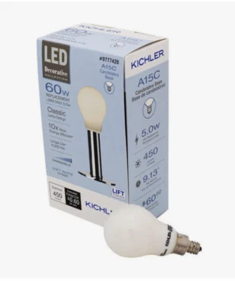 *4*KICHLER DIMMABLE LED 5W (60W) BULB CANDELABRA BASE SOFT WHITE A15C~free ship - Image 1 of 2