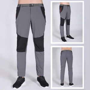 Men Sports Pants Zipped Pocket Quick Dry Stretch Trousers Elastic Waist Bottoms - Picture 1 of 14