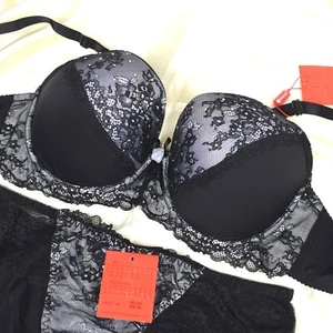 Sexy Bra Set Padded Black Sequins Lace Ladies Underwear Lingerie Sets Briefs - Picture 1 of 13