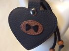 Real leather handmade black heart key chain, bag chain. 