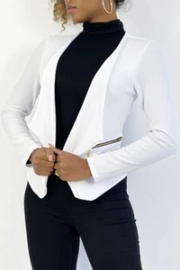 Elegant Ladies Blazer Jacket Fitted White 34/36/38 #J910 - Picture 1 of 3