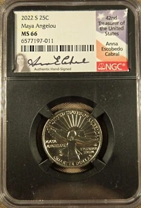 2022-S 25C Maya Angelou - NGC MS66 Authentic Hand Singed - Picture 1 of 4
