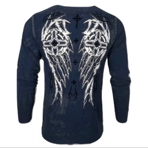 Xtreme Couture by Affliction Men's Thermal shirt DARKER SIDE Biker MMA S-2X - Picture 1 of 9