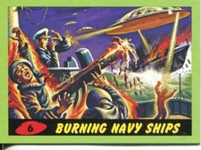 Mars Attacks Heritage Green Parallel Base Card #6    Burning Navy Ships