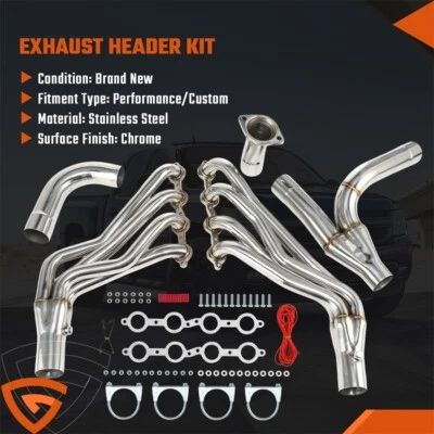 Cabezales de tubo largo para 99-06 Chevy GMC Sierra Silverado 4.8/5.3/6.0 con tubo en Y EE. UU. Foto 1 de 4