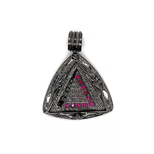 925 Sterling Silver Mens Ruby Pyramid Pendant Charm 24 Grams - Picture 1 of 3