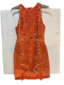 Endless Rose Floral Eyelet Red Sheath Mini Dress Size Medium Sleeveless Cutouts - Picture 1 of 8