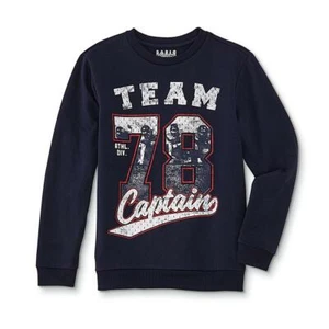 (NWT) Boy's BASIC EDITIONS Graphic Sweatshirt NAVY Size XXL (18-20) TEAM CAPTAIN - Picture 1 of 1