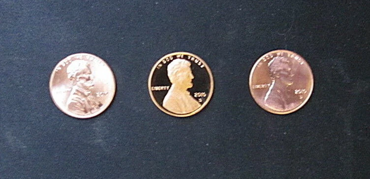 2016 Cent P D S Set of 3 Coins Proof & Uncirculated PDS Lincoln Shield Pennies - Image 1 of 1
