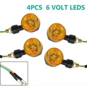 NEW 4PCS LED INDICATORS 6V TURN SIGNAL AMBER MOTORCYCLE BLINKER LIGHTS 6 VOLTS - Picture 1 of 11