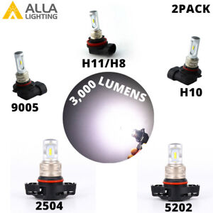 LED 6000K White Fog Light Bulbs for Chevy H8 H10 H11 9006 2504 5202,1860-3000