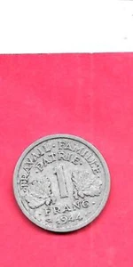 FRANCE FRENCH KM902.1 1944 VF-NICE OLD VINTAGE WWII CIRC USED FRANC COIN - Picture 1 of 1