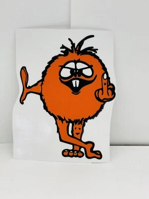 Novelty  Middle Finger Monster 70's Retro ORANGE  3  1/2 Inch Decal - Image 1 of 2