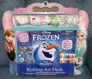 DISNEY FROZEN ELSA/ANNA/OLAF ROLLING ART DESK ACTIVITY SET HOLIDAY COLORING FUN - Picture 1 of 2