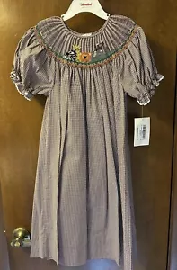 Rosalina Collection Smocked Dress Brown/White Check Sz 6y - Picture 1 of 8