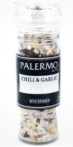 Chili & Garlic Sea Salt Grinder,3.9oz.Glass Jar Grinder,100% Natural,Palermo - Picture 1 of 1