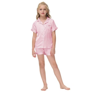 Kids Boys Girls Silk Pyjamas Nightwear Top Pants Pjs Satin Sleepwear Outfits - Picture 1 of 20
