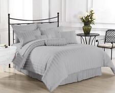 Hotel Quality All Bedding Items & Sizes Silver Striped 1000 TC Egyptian Cotton