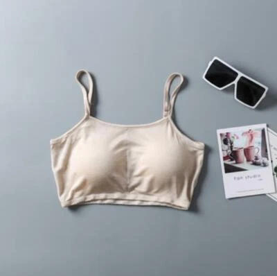 Sujetador bandeau 100 % seda para mujer 1 pieza mini camisola media cami acolchado bralette XS429 Foto 1 de 4