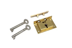 Half Mortise Lock Chest Trunk Small Box Lock Solid Brass Cabinet Lock 2 Keys - Picture 1 of 4