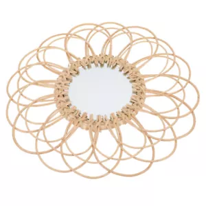 Wicker Mirror Makeup Mirror Makeup Rattan Mirror Entrance Wall Mirror - Picture 1 of 12