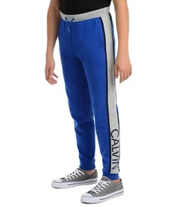 Calvin Klein Jeans Big Boys Rugby Side Stripe Fleece Joggers Size S (8) NWT Blue - Picture 1 of 5