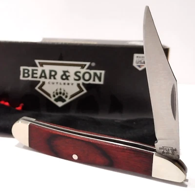 Navaja de Bolsillo Plegable Bear & Son EE. UU. Mini Mangos de Palo de Rosa Cacahuete Junta Deslizante EDC Foto 1 de 4