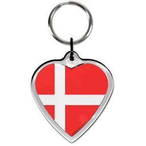 Denmark Flag I Love Heart Shaped Key Ring (52mm x 36mm) - Picture 1 of 2