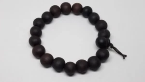Black Peachwood Beads Wristband Buddhist Mala - Picture 1 of 2
