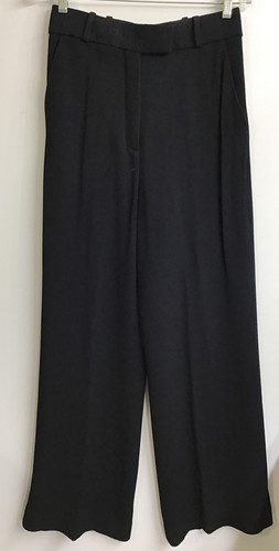 Pantaloni neri Balenciaga gambe larghe vita alta viscosa crêpe anteriori piatti taglia 38 8