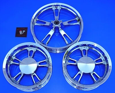 RUEDAS HARLEY FREEWHEELER CROMADAS CON TAPACUBOS WILLY SHINY * PROGRAMA DE INTERCAMBIO * Foto 1 de 4