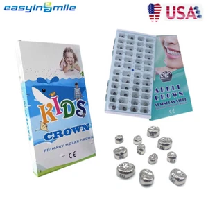 Kit de corona dental Easyinsmile 48/96 piezas molar de diente de acero inoxidable para adultos niños - Imagen 1 de 15