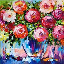original oil painting Rose Peony colorful flowers artwork Floral still life art