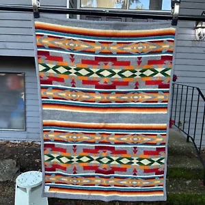 Vintage Pendleton Chief Joseph Wool Baby Crib Blanket 42x32 Beaver state Grey - Picture 1 of 10