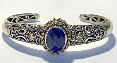 Brazalete con bisagras Samuel Benham BJC plata de ley 925 oro 18k zafiro Foto 1 de 4